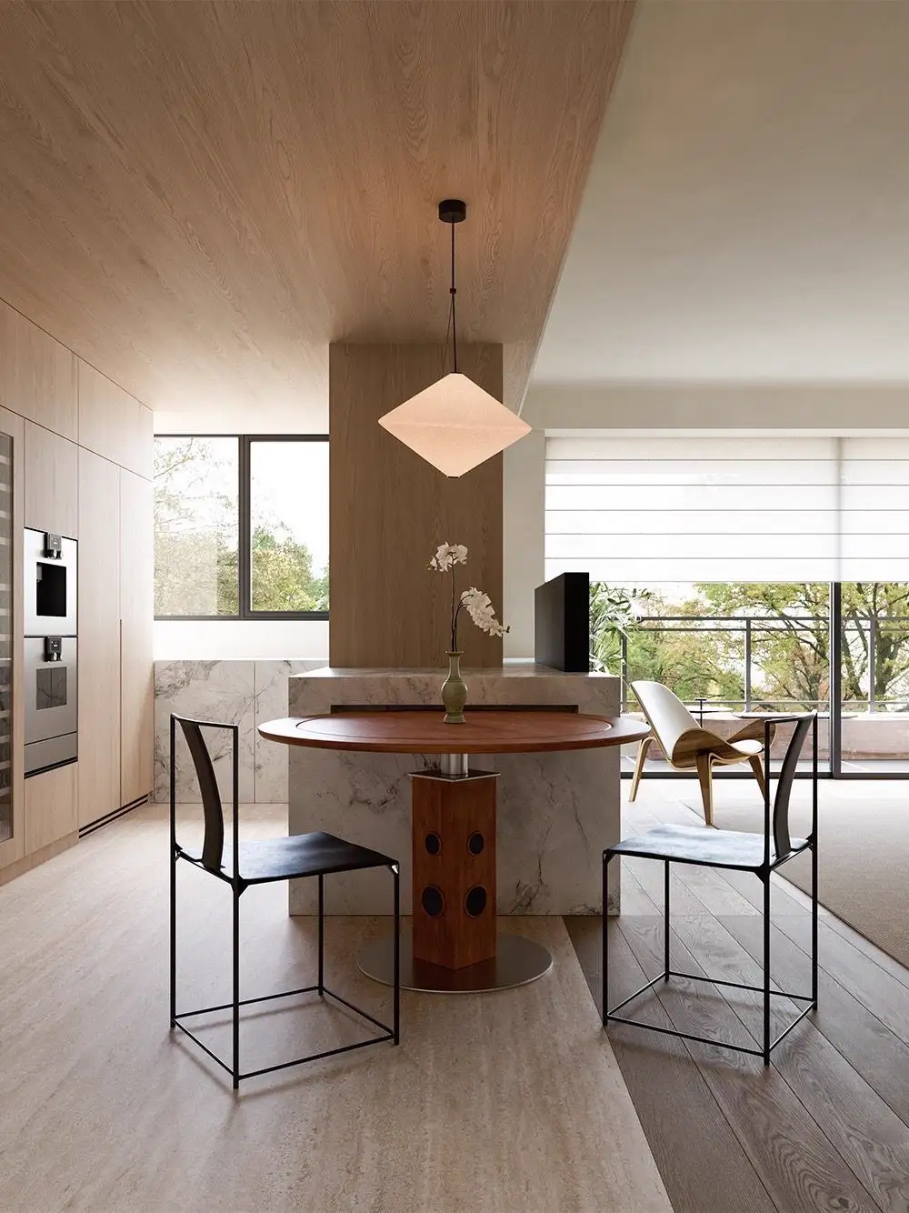Natural Wood Interior Rendering 01, interior view 3