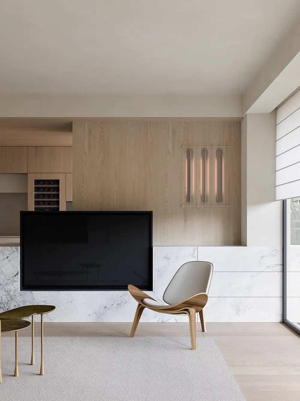 Natural Wood Interior Rendering 01, interior view 6