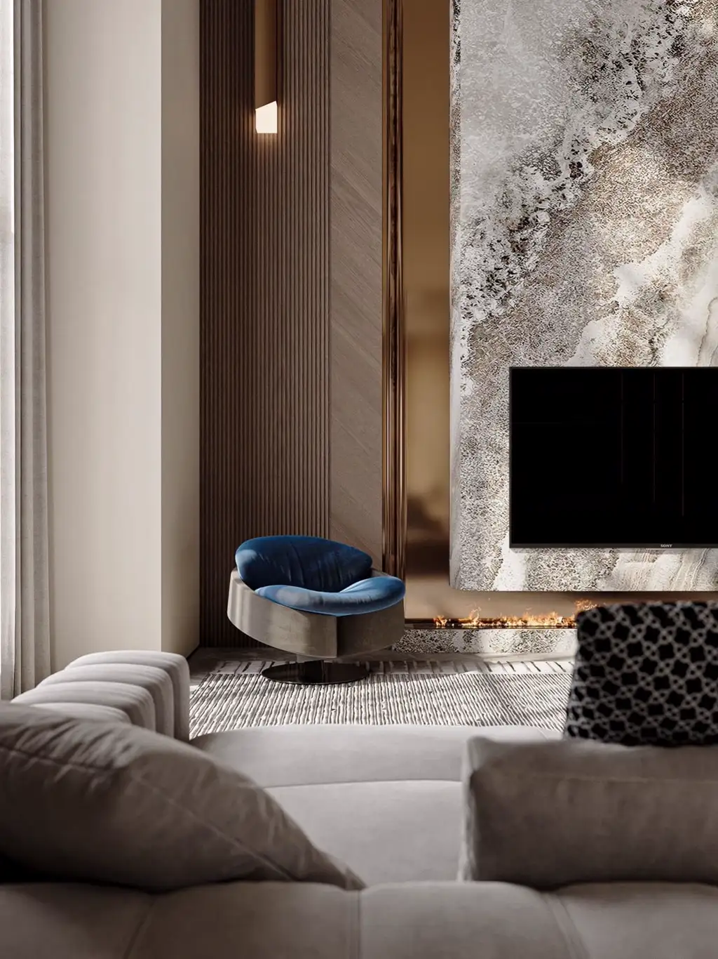 Italian Light Luxury Interior Rendering 01, interior view 11