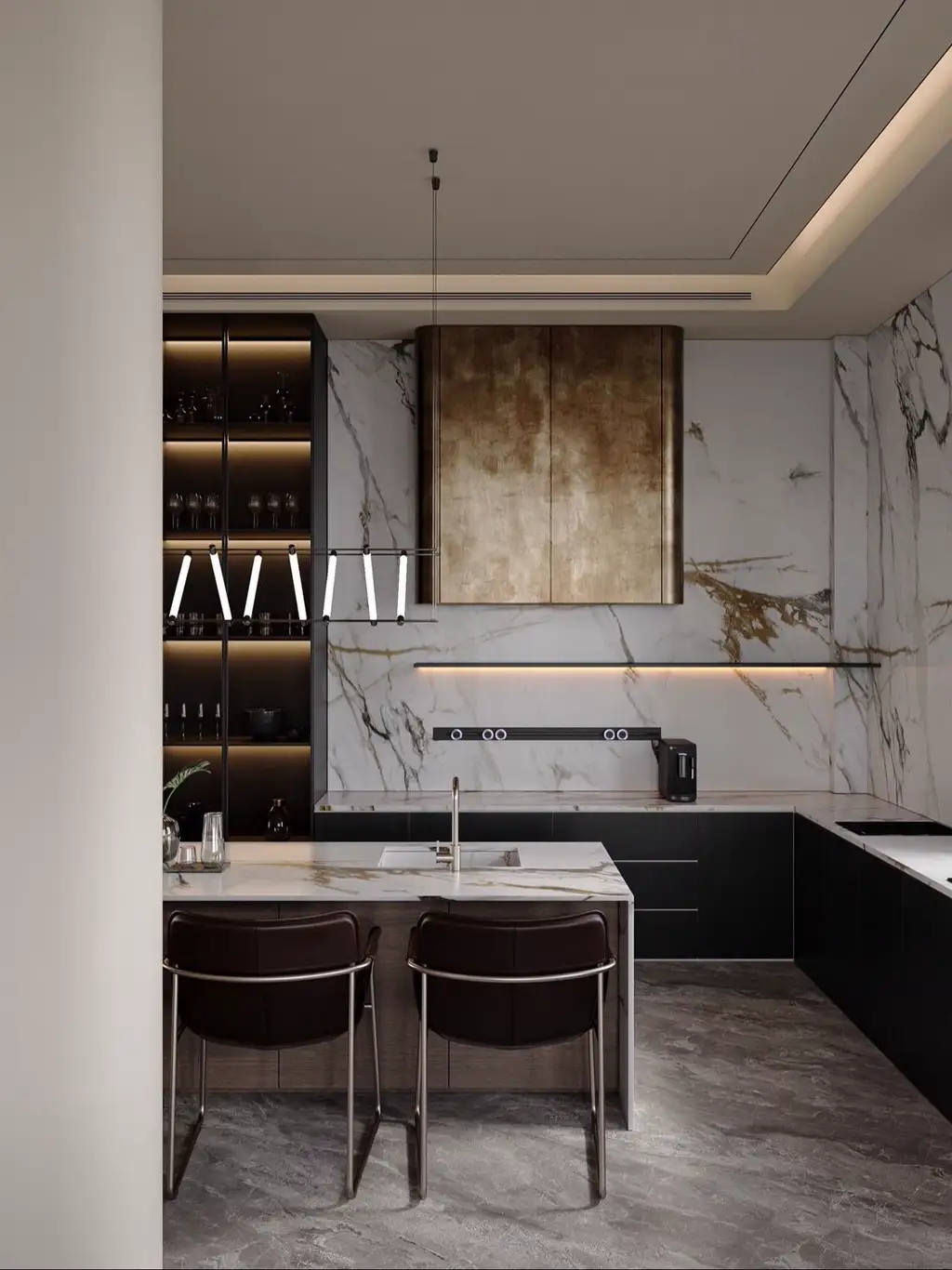 Italian Light Luxury Interior Rendering 01, interior view 15