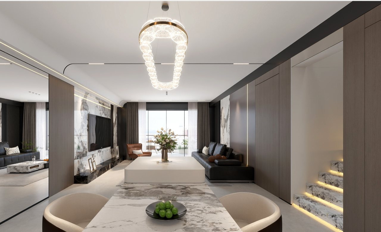 Cover for an external modern dining and living room 360-degree demo
