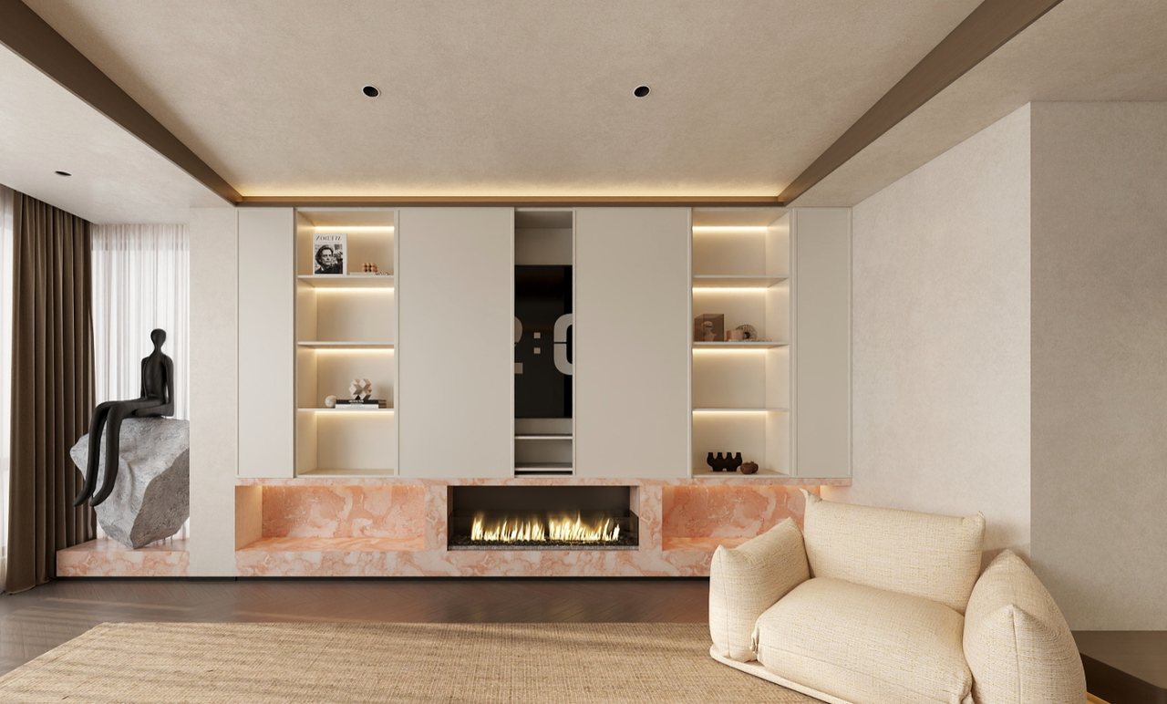 Cover for an external soft fireplace living room 360-degree demo