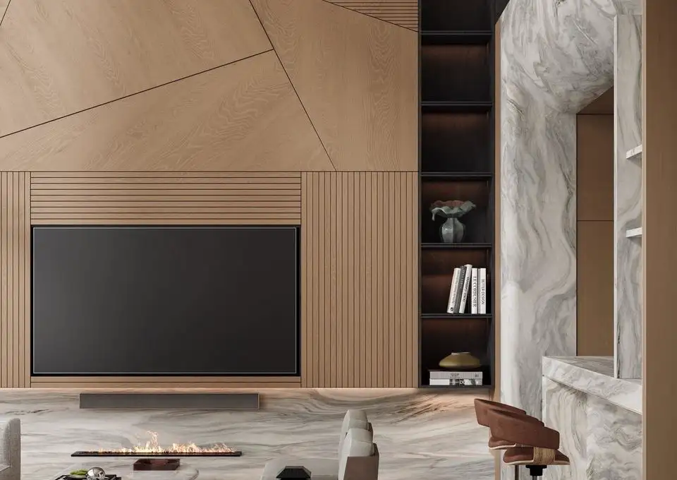 Natural Wood Full-home Rendering 01 3D rendering
