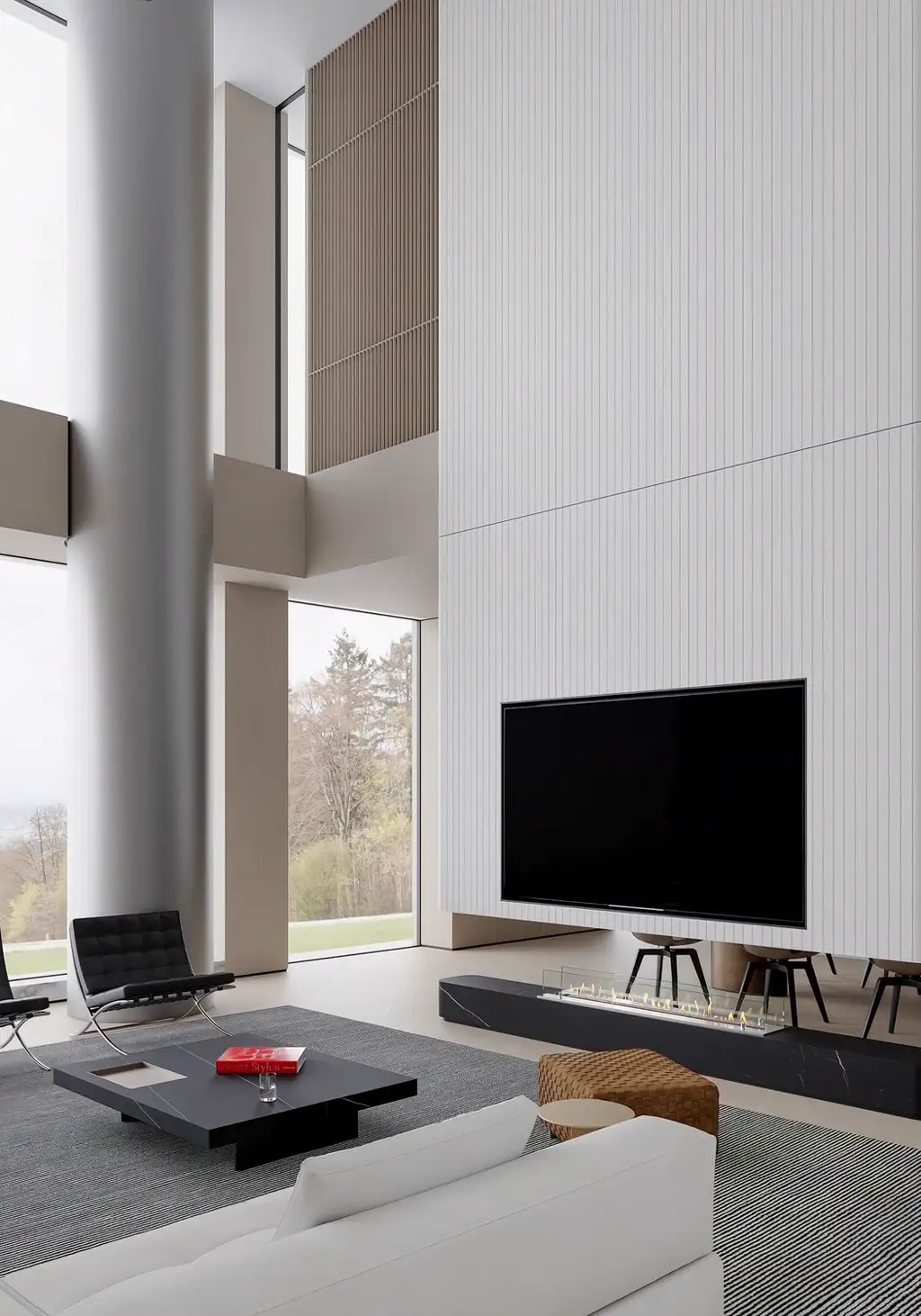 Double-height Villa Rendering 01, interior view 1