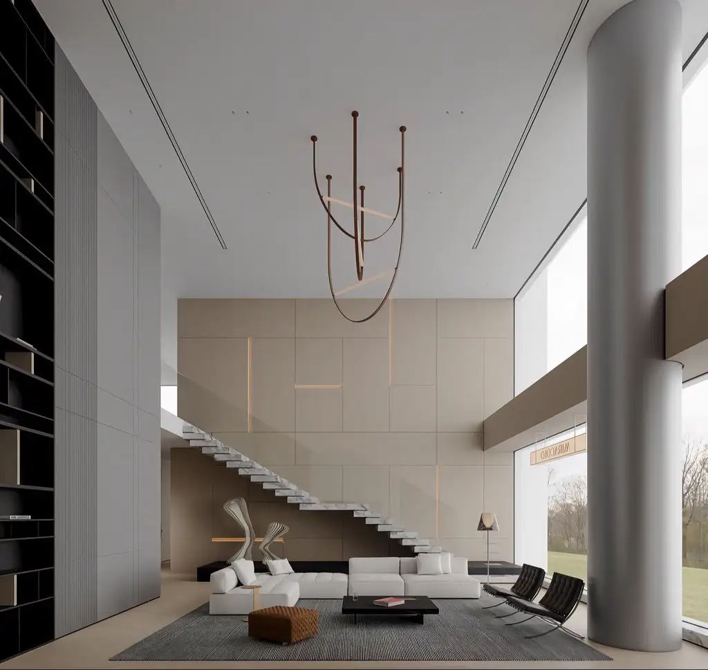 Double-height Villa Rendering 01, interior view 10