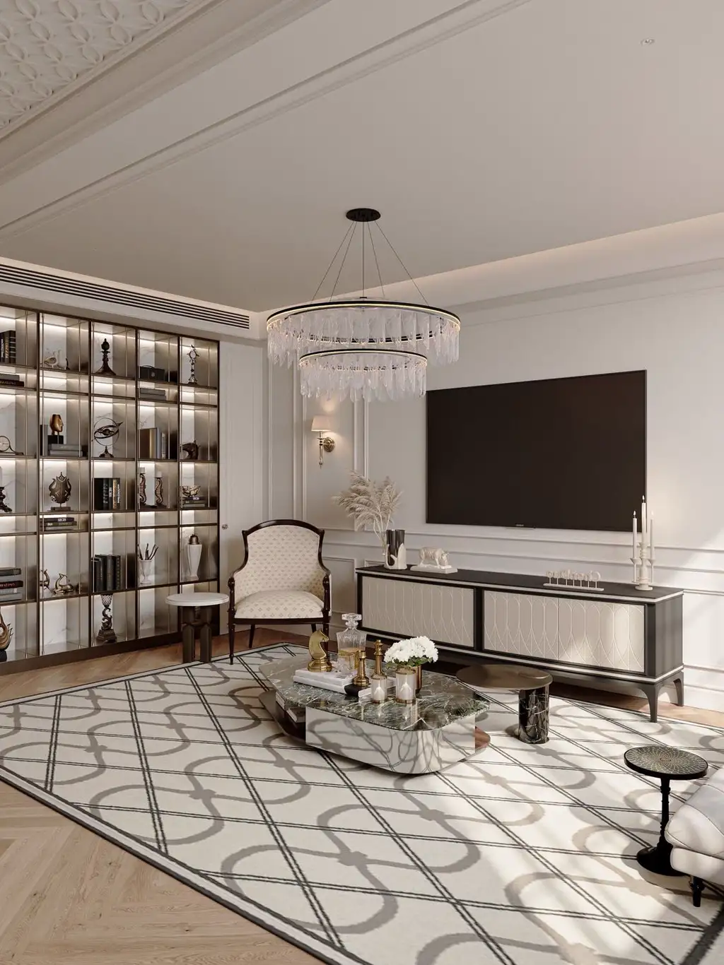 French Classic Interior Rendering 01, interior view 2
