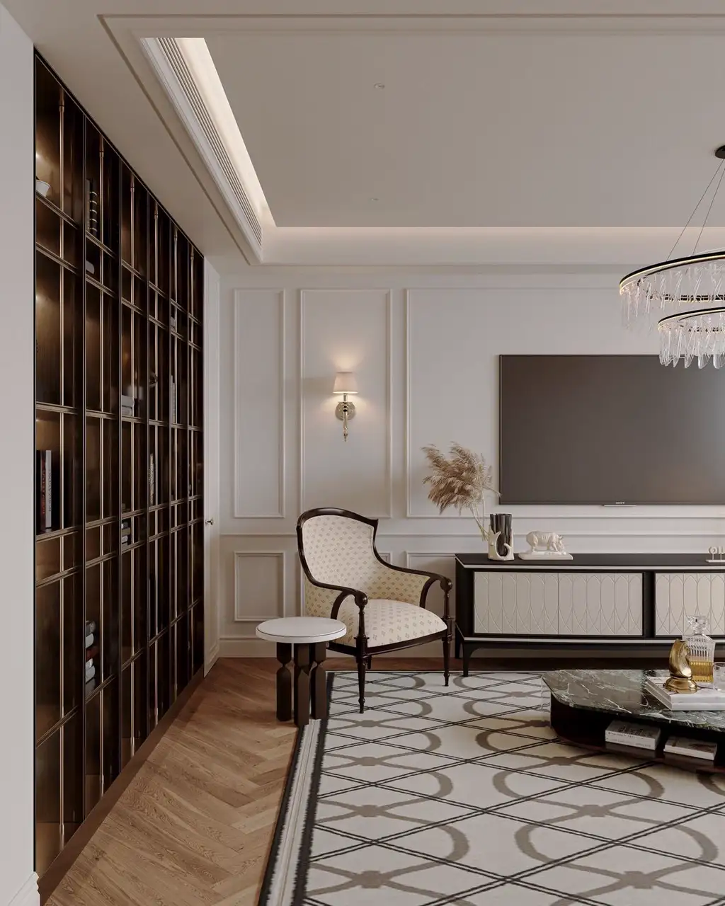 French Classic Interior Rendering 01, interior view 3