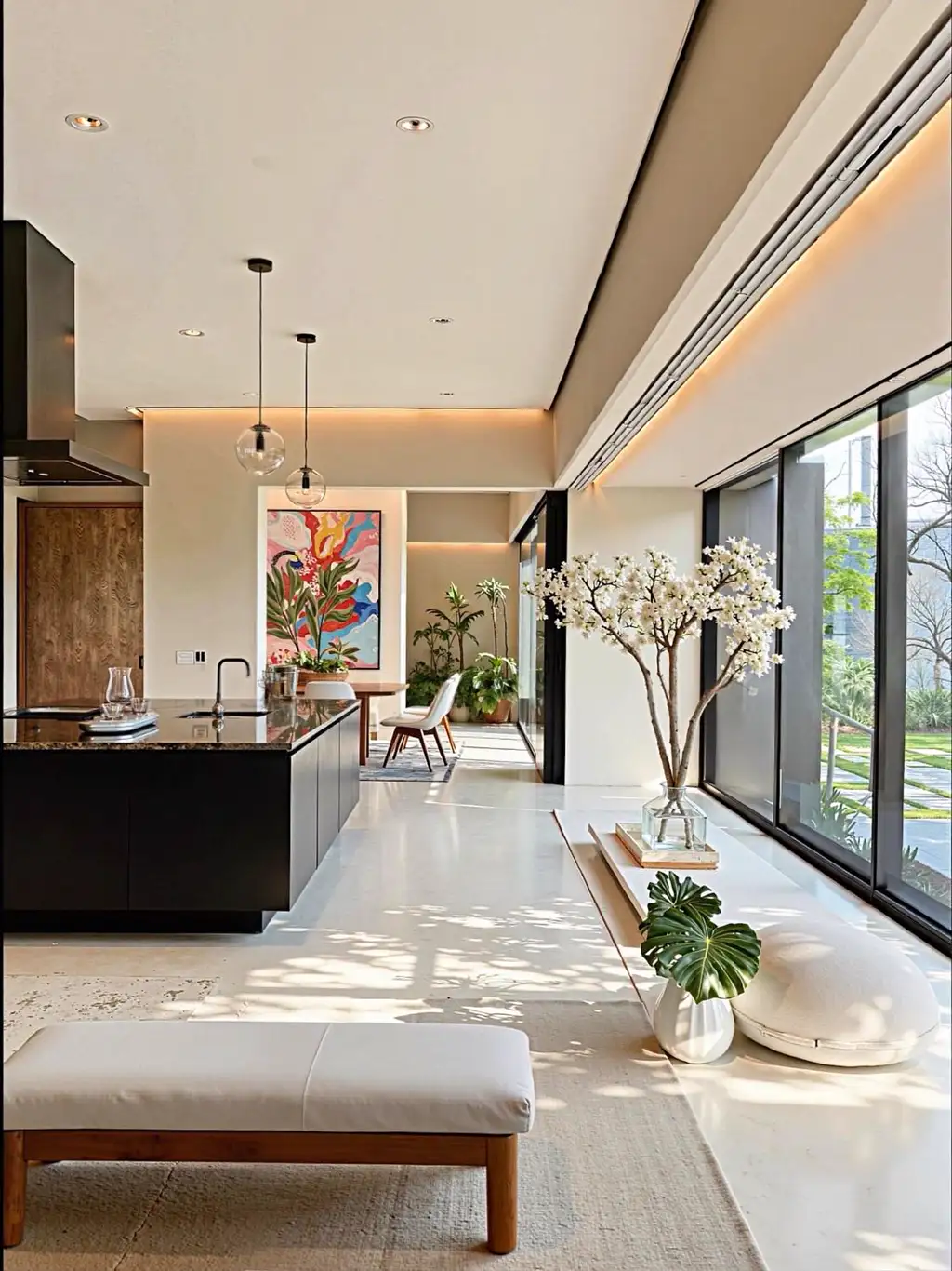 Natural Wood Living Room Rendering 01, interior view 1