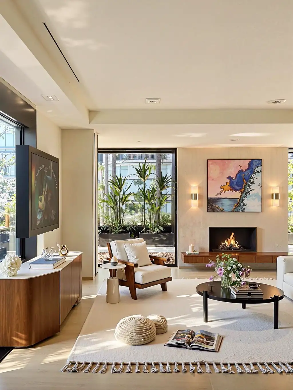 Natural Wood Living Room Rendering 01, interior view 3