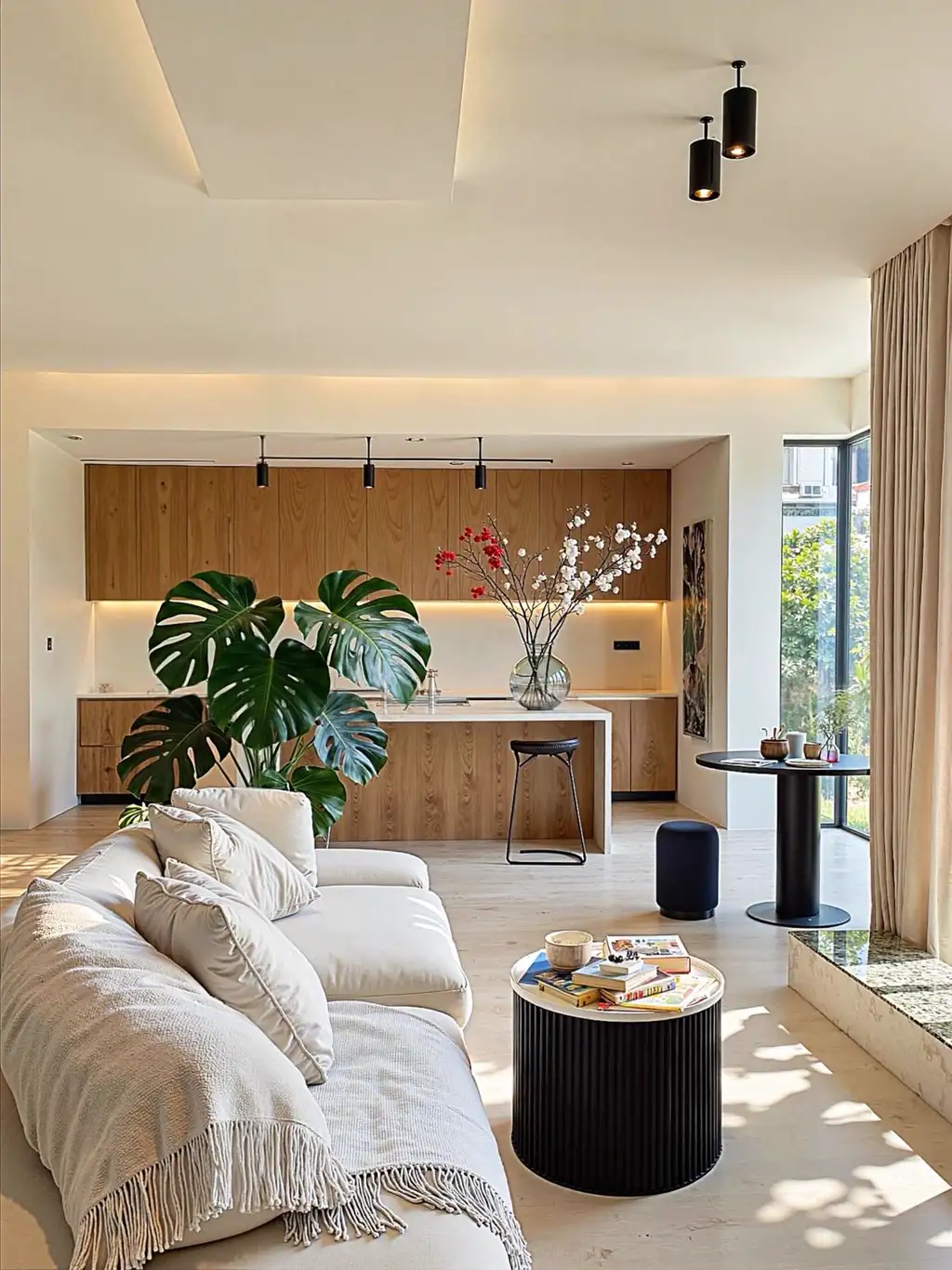 Natural Wood Living Room Rendering 01, interior view 4