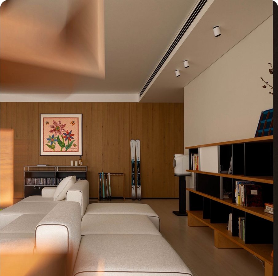 Warm wood and soft finishes